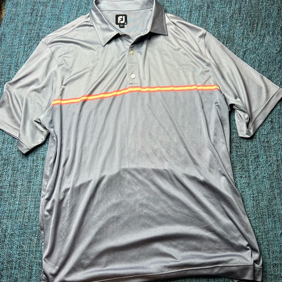 Footjoy Golf Polo Stripe Short Sleeve in Gray Neon - Picture 1 of 10